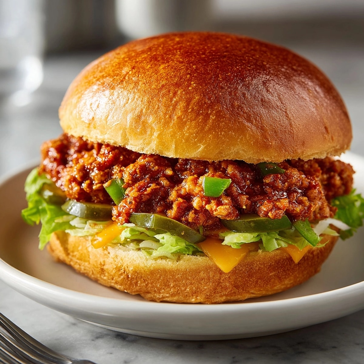 Cajun Chicken Sloppy Joes piled high on toasted buns with a spicy, savory filling.
