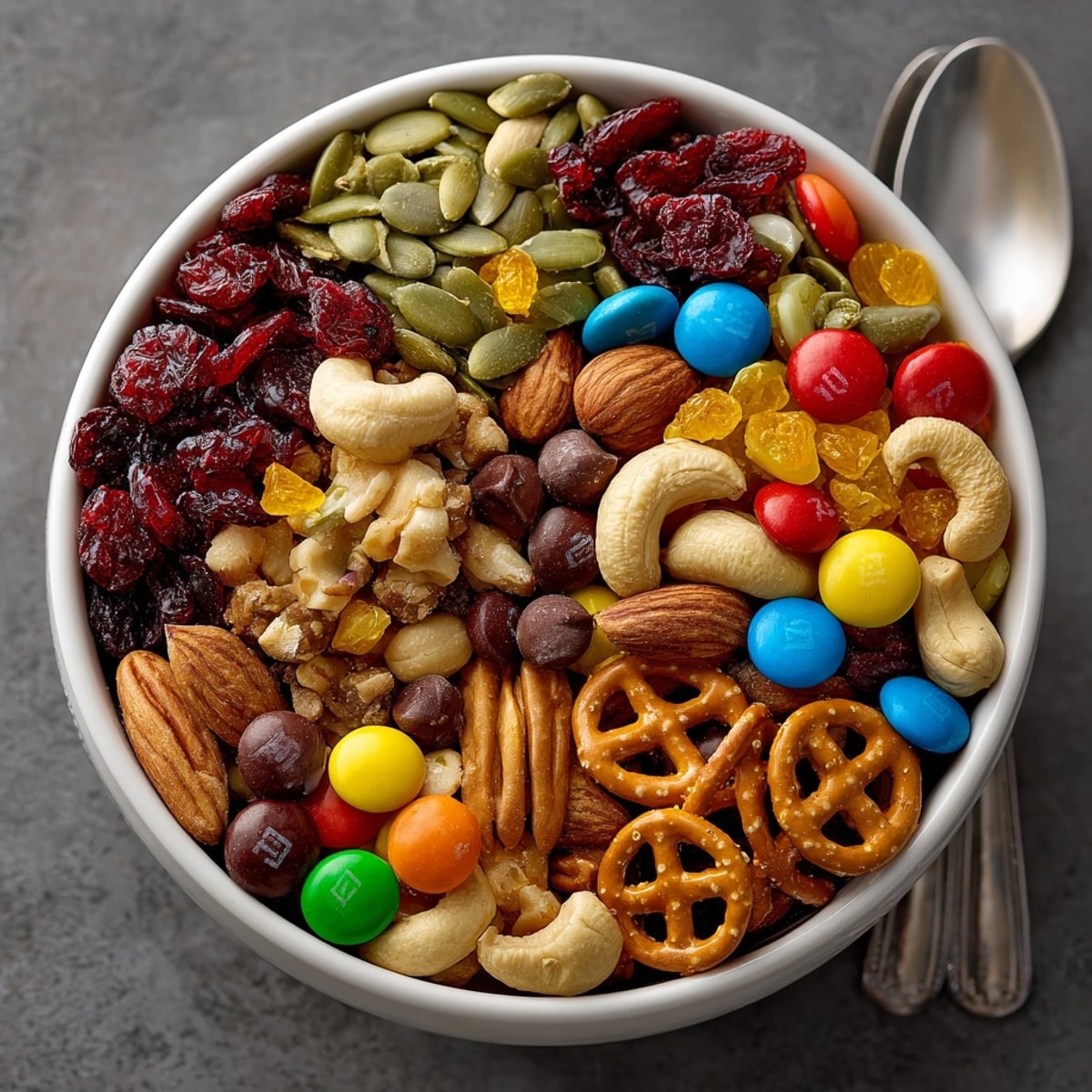 Homemade Trick-or-Treat Trail Mix snack, perfect for parties and spooky season snacking.