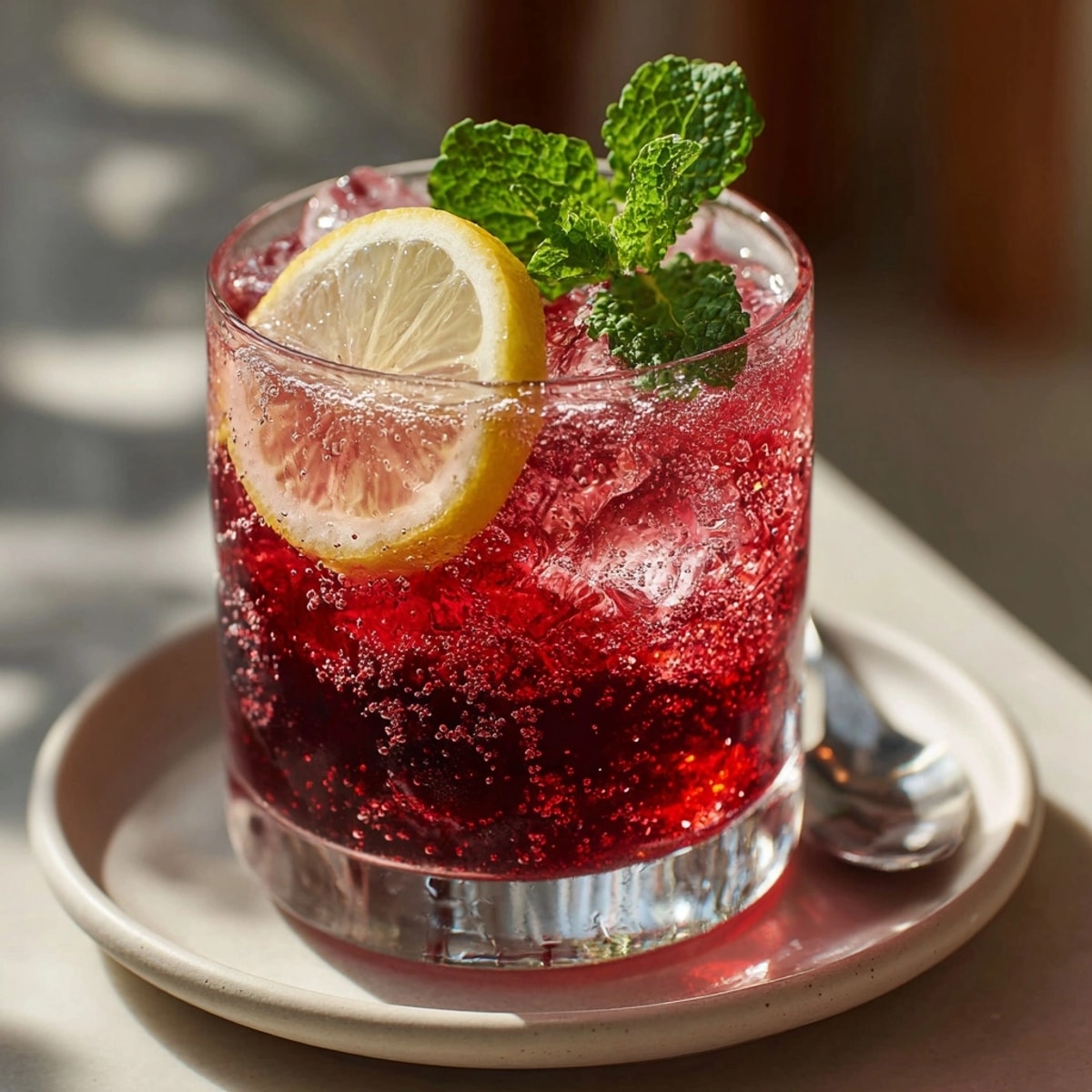 Icy Sleepy Girl Mocktail: Tart cherry and fizz in a bright, refreshing bedtime drink.