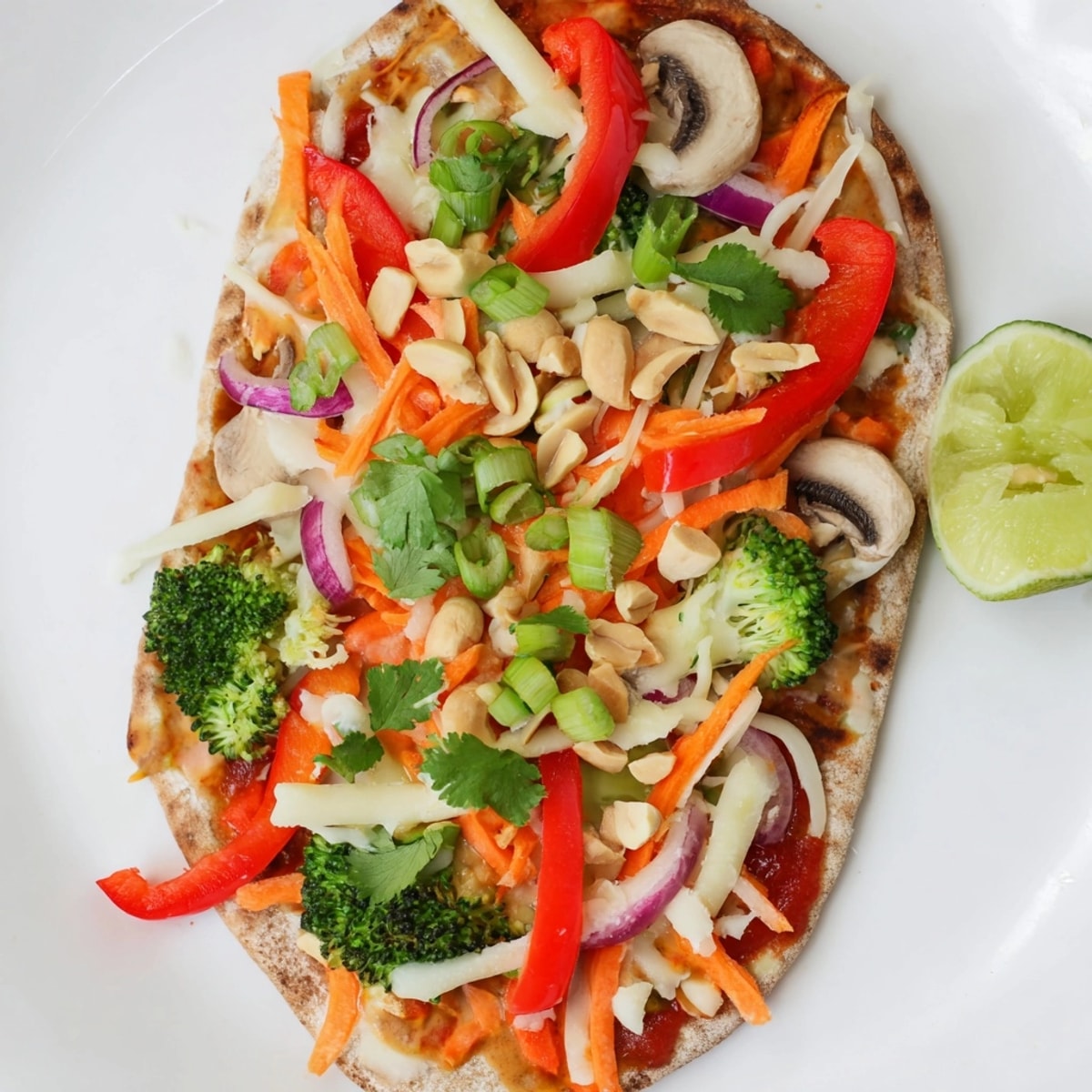 Mouthwatering Thai Curry Veggie Pita Pizzas baking to golden perfection with melted mozzarella.