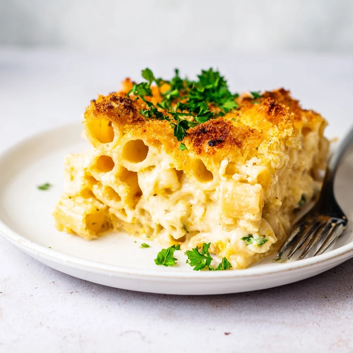 Comforting Miso Maple Pasta Bake with creamy sauce and rich umami flavors, perfect for dinner.
