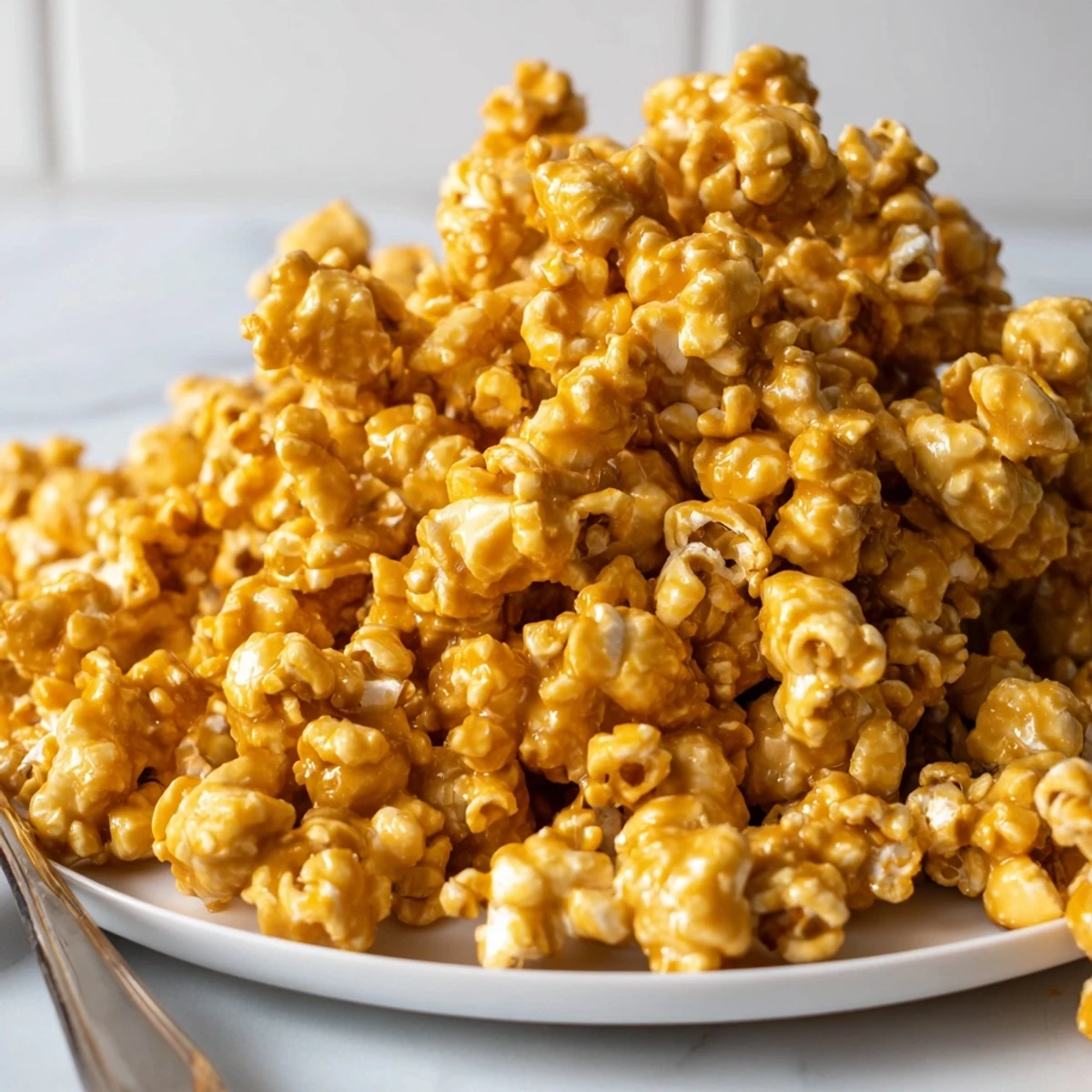 Crunchy Maple Butter Popcorn showcasing a golden glaze, ideal for cheerful holiday gatherings.  