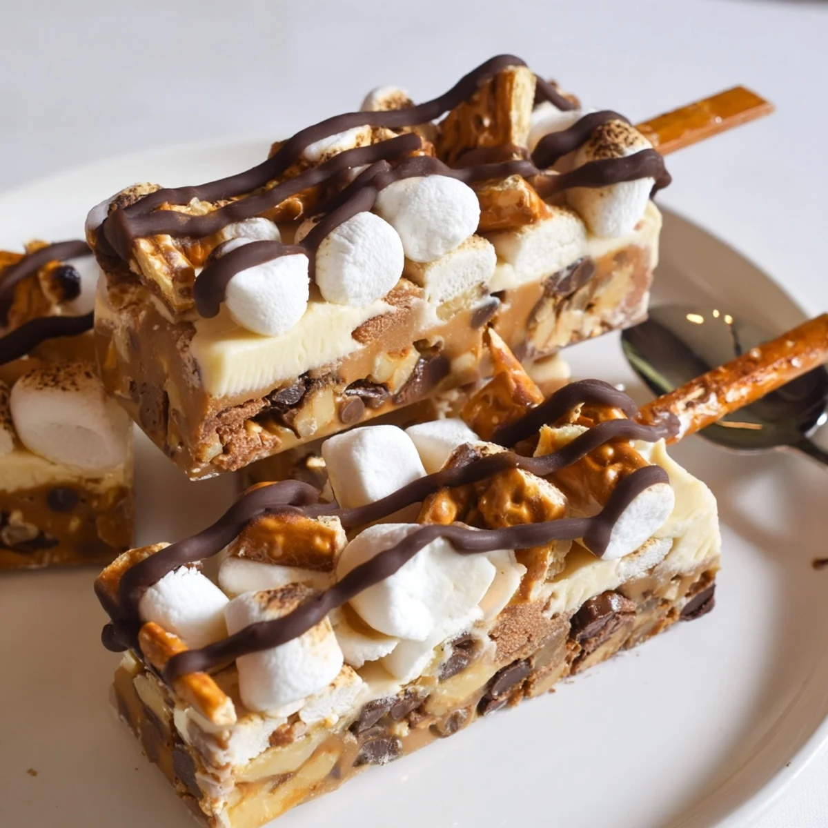 Creamy S'mores Pumpkin Pretzel Fudge Pops with rich chocolate and toasted marshmallows.  