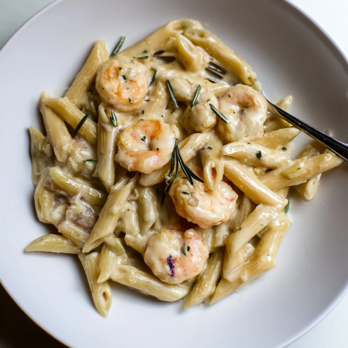 Savor the hearty rosemary garlic shrimp pasta, perfect for a quick weeknight dinner.