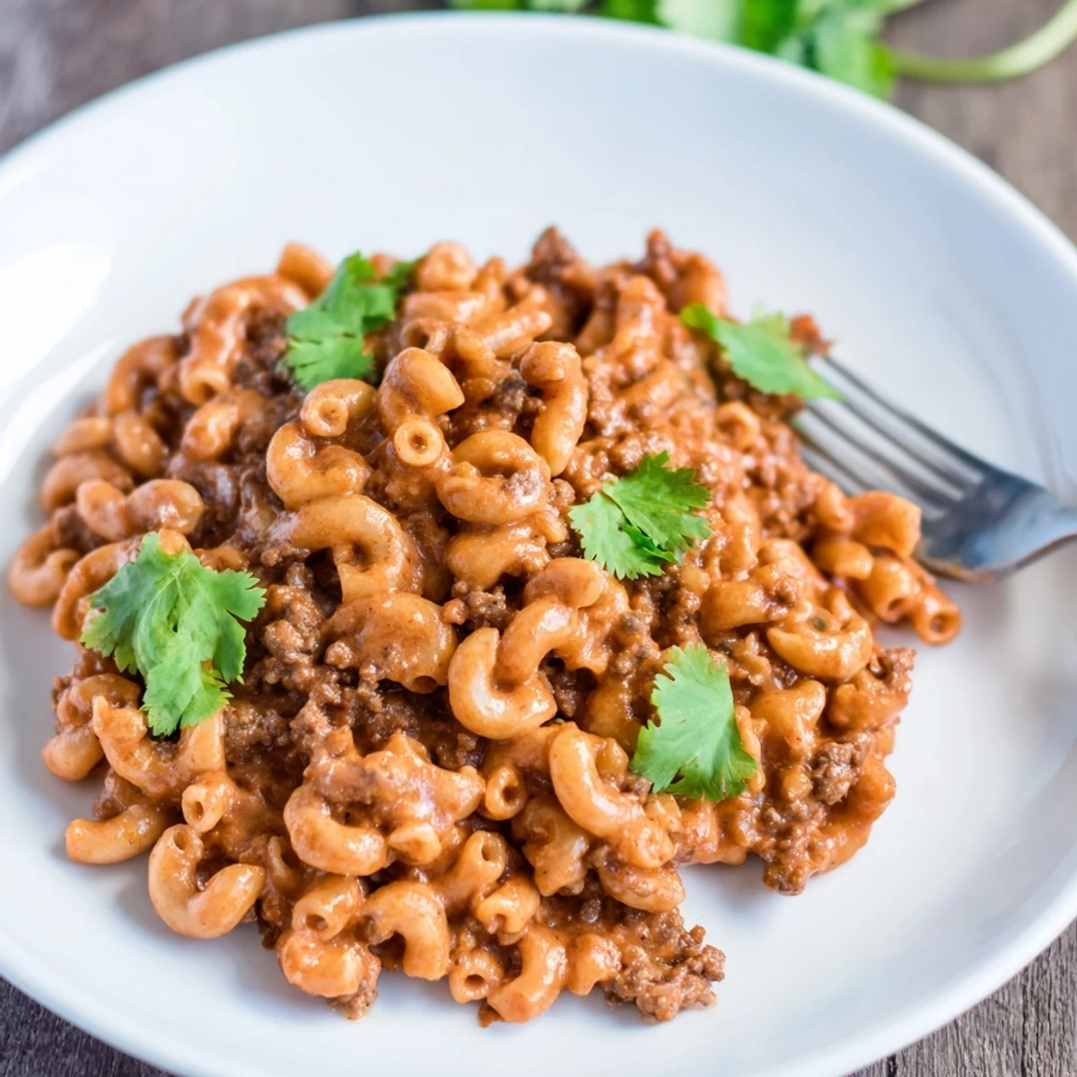 Smoky Chipotle Creamy Beef Pasta drizzled with heavy cream and fresh coriander.  