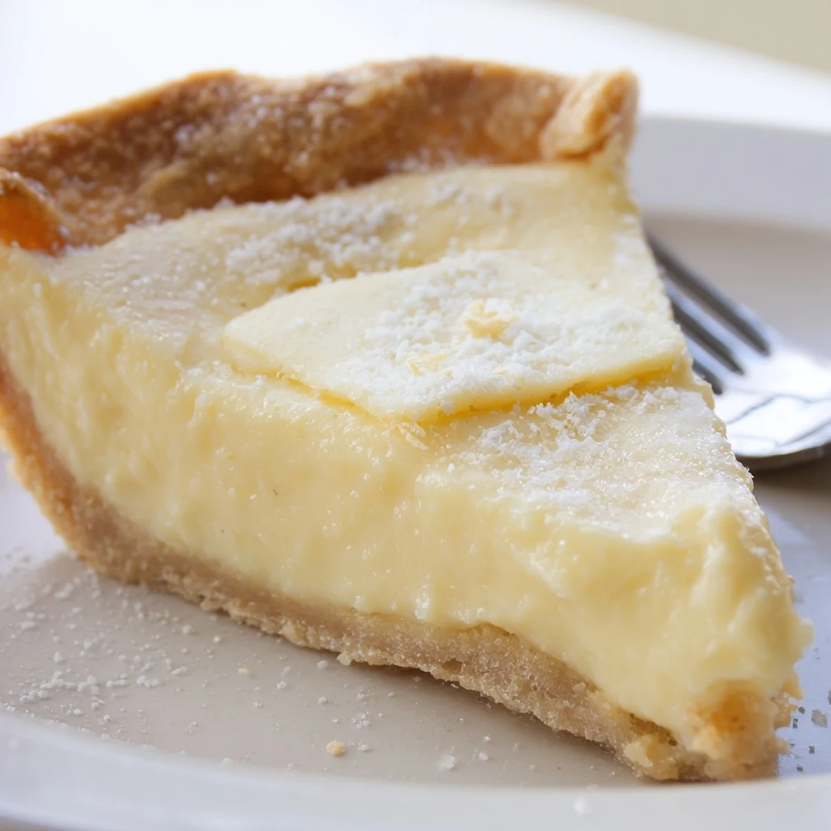 A creamy water pie served with whipped cream and fresh berries awaits your taste.  