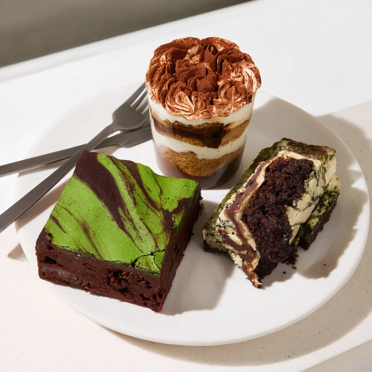 Savor the rich flavors of matcha-miso brownies from these Global Dessert Mash-Ups.  