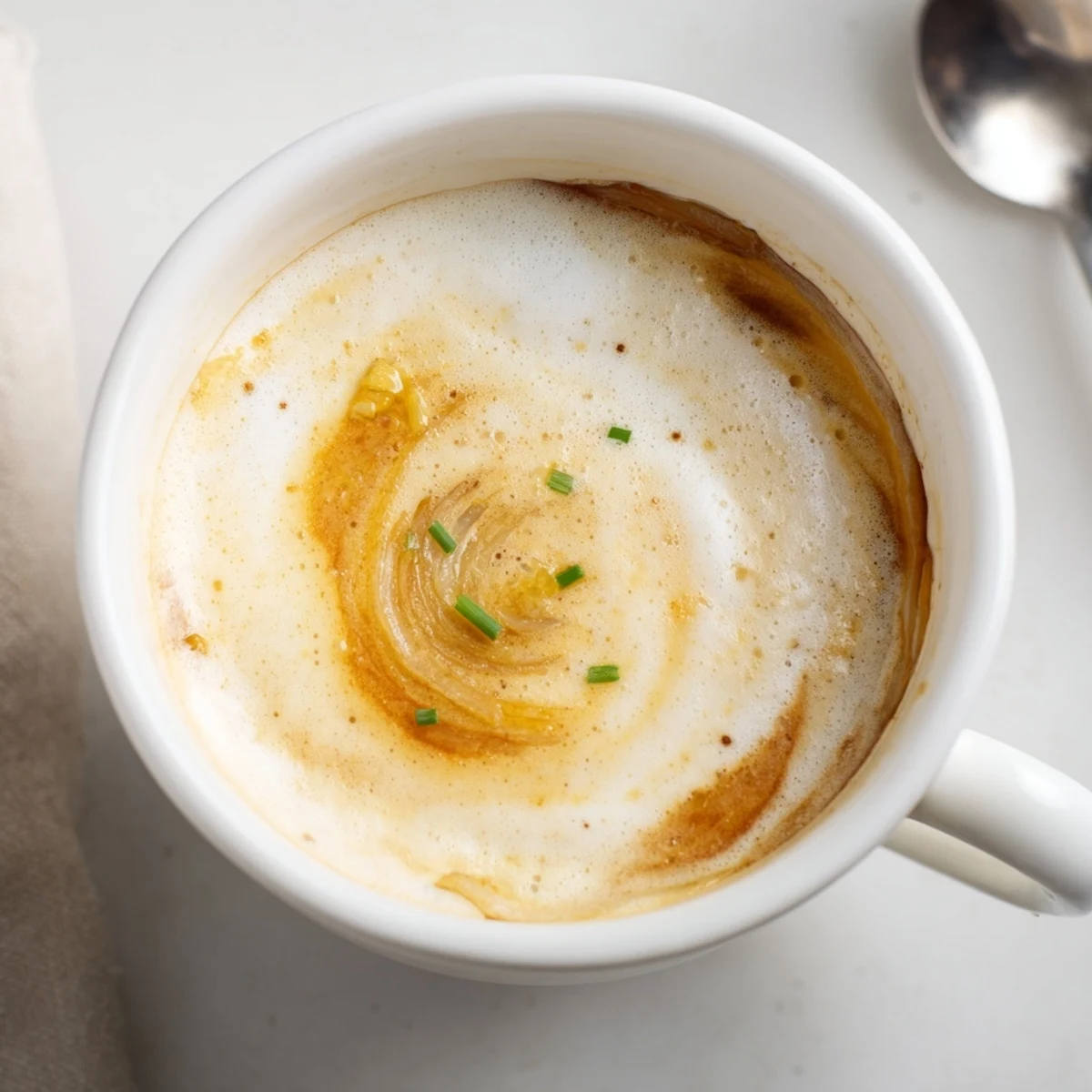 Creamy Onion Latte topped with frothy milk for a unique coffee experience.  