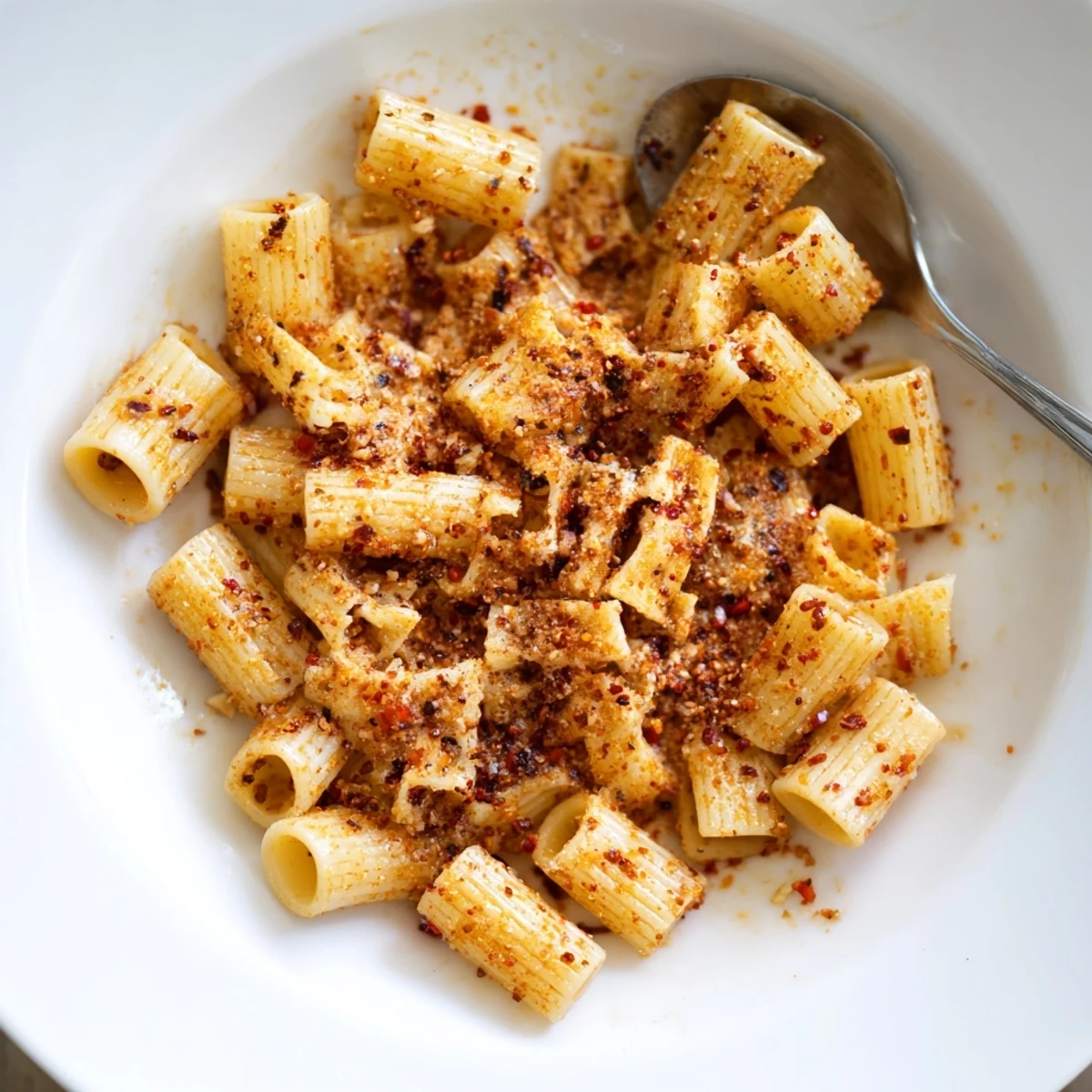 Crispy pasta chips seasoned with garlic and smoked paprika, perfect for dipping.  