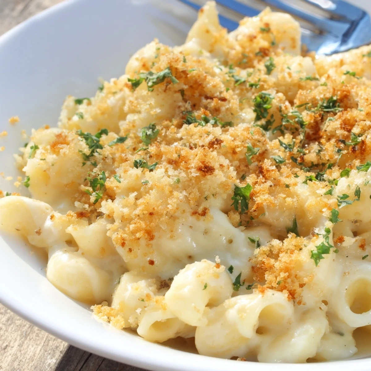 Creamy Truffle Macaroni & Cheese topped with panko for a crunchy finish.  