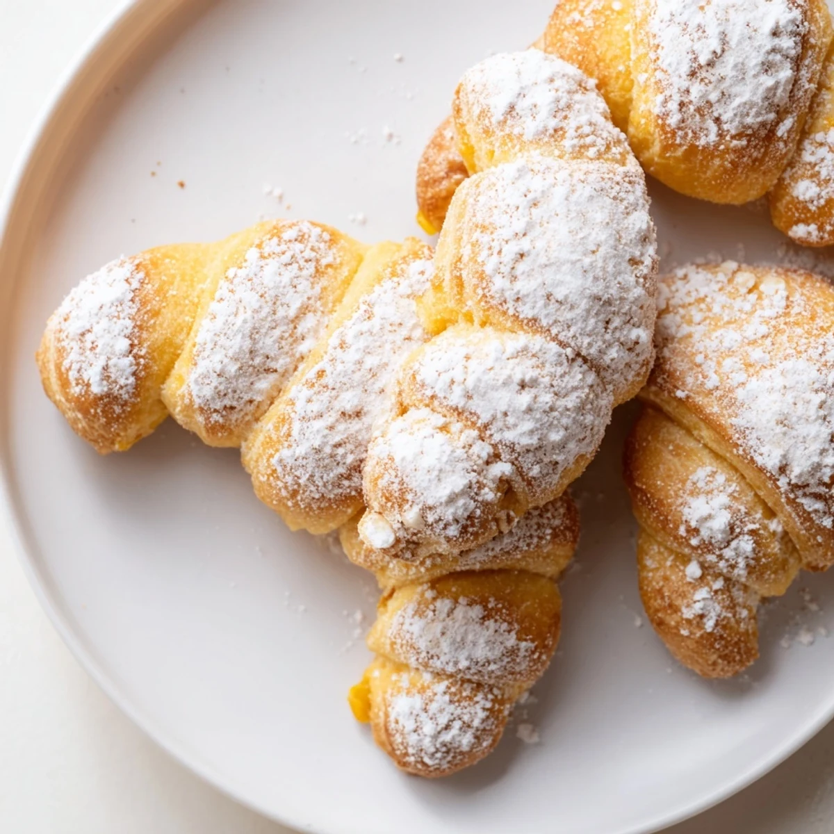 Plate of delicious Quick Christmas Cookie Croissants, perfect for a festive holiday dessert table.