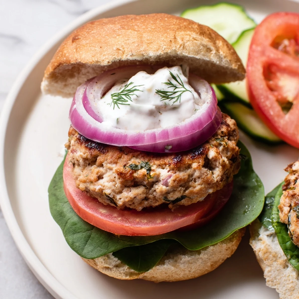 Freshly baked Healthy Baked Chicken Sliders, golden with juicy patties and vibrant veggie toppings.