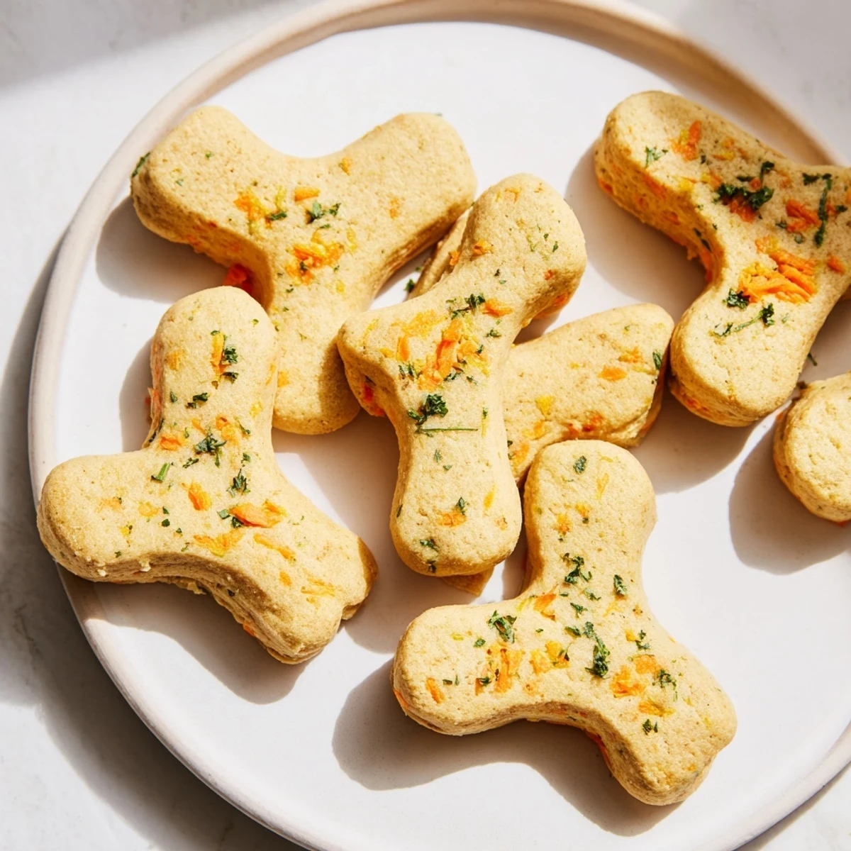 A close-up of a batch of grain-free Friendly Dog Paw Treats ready to be enjoyed.