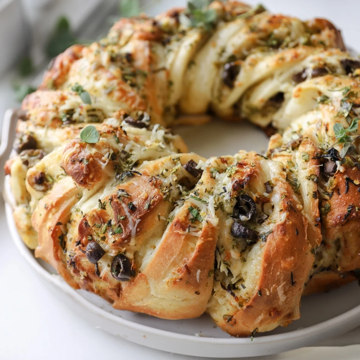 Savory Herb Cheese Olive Wreath