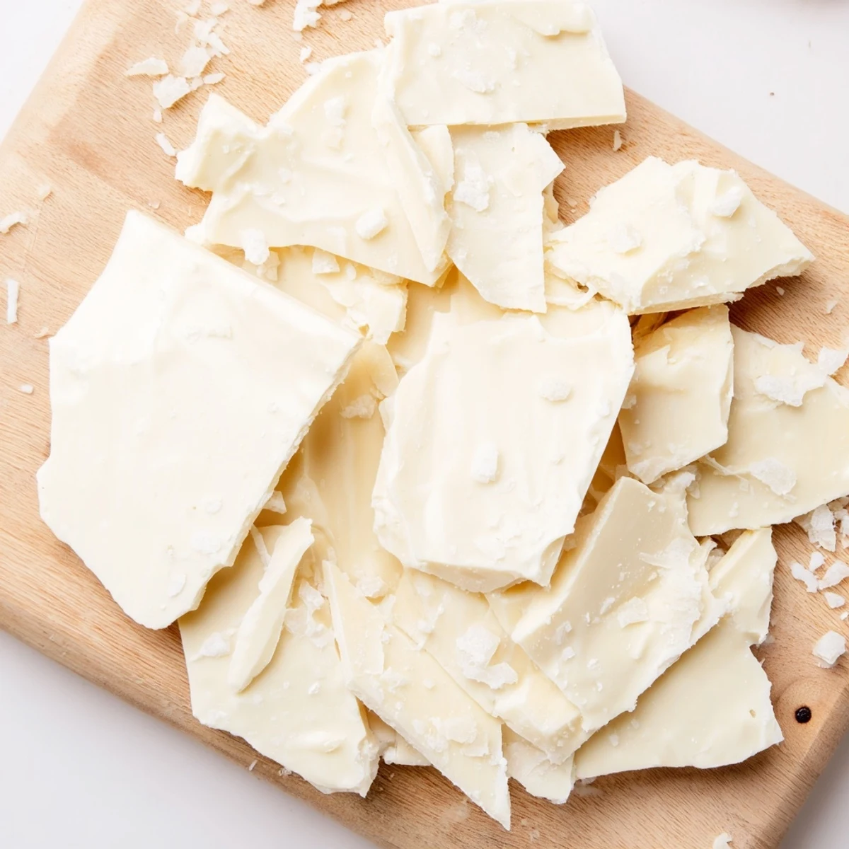 Thin, frosty "Arctic Tundra" white chocolate sheets complemented by savory Parmesan for a delicious treat.