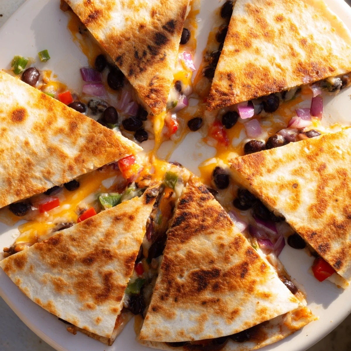 Golden, cheesy Black Bean Quesadilla, filled with flavorful beans and veggies, ready to enjoy.