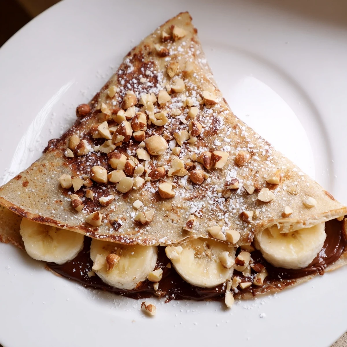 Deliciously folded Banana Nutella Wrap, oozing warm Nutella and banana slices, served with whipped cream.