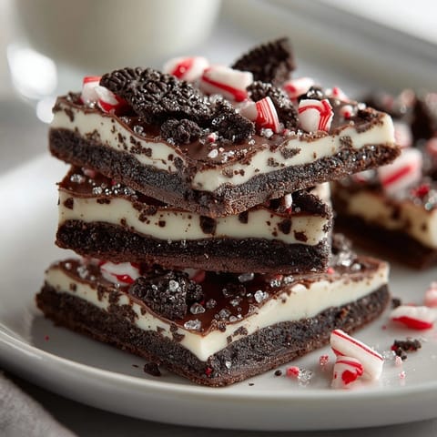 Homemade Candy Cane Bark with Oreos, a beautiful dessert, ready to break and serve this holiday season.