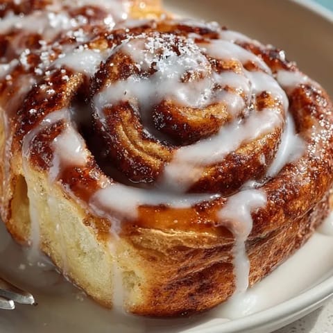 Close-up of freshly baked Halloween Cinnamon Roll &quot;Intestines,&quot; twisted and glazed, ready to enjoy.