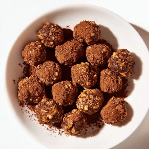 See the shiny cocoa-dusted Date & Walnut Truffles, perfect for sharing as a simple, sweet treat.