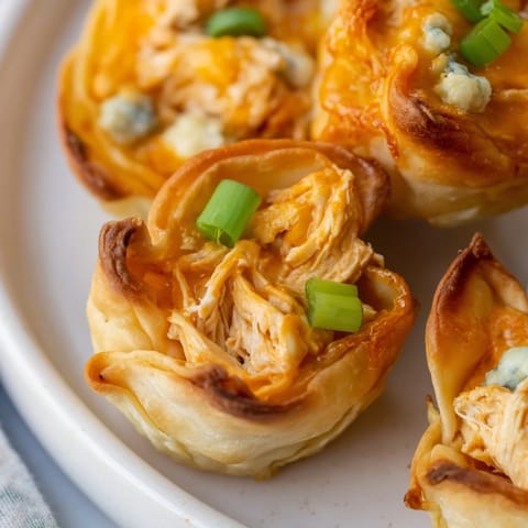 Buffalo Chicken Pinwheel Wontons