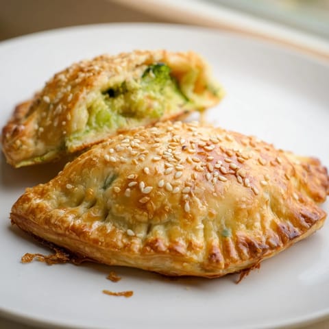 Imagine the savory aroma of Broccoli Cheddar Quiche-less Hand Pies, perfect for a vegetarian snack.