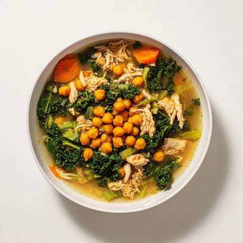 Chicken Kale Soup Crispy Chickpeas