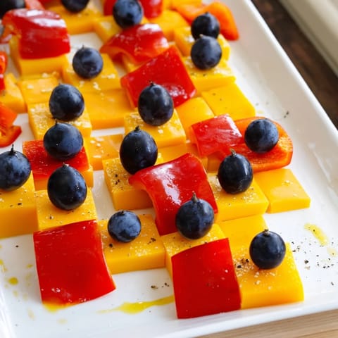 Geometric presentation of the Bauhaus Block includes colorful squares and a delightful, fresh flavor profile.