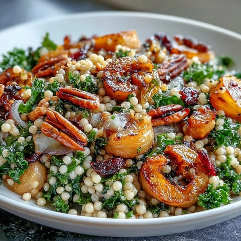 Served in a white bowl, the vegetarian salad shows massaged kale, red onion, and chopped pecans.