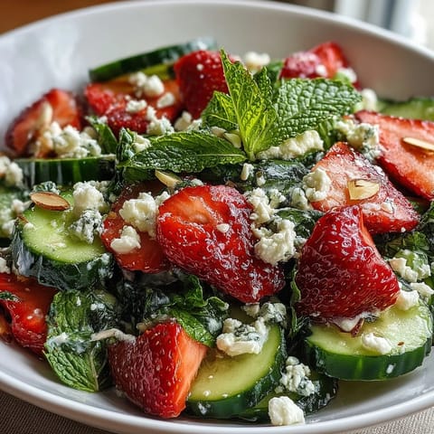 Cucumber Strawberry Mint Salad