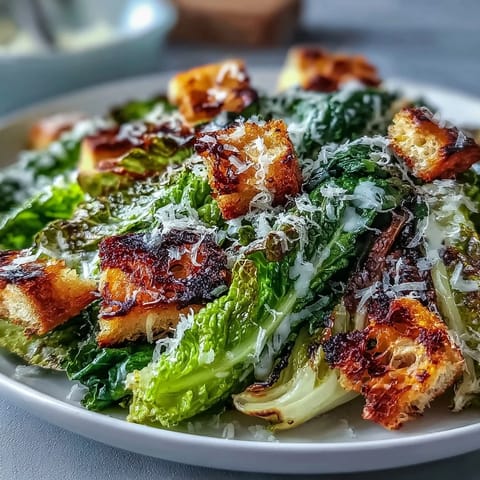 Smoky grilled Caesar salad with char-kissed romaine and creamy dressing.