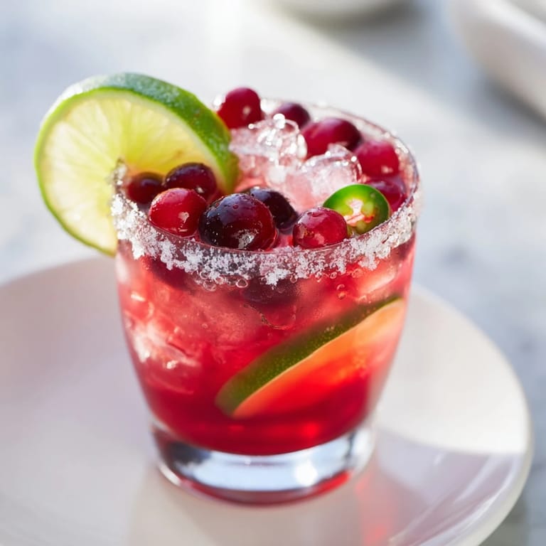 Festive Spicy Thanksgiving Mocktail Margarita with jalapeño and citrus flavors, perfect for gatherings.  