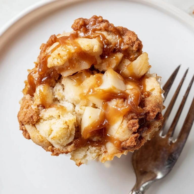 Warm, spiced Chai Caramel Apple Biscuit Muffins fresh from the oven, invitingly sweet.  