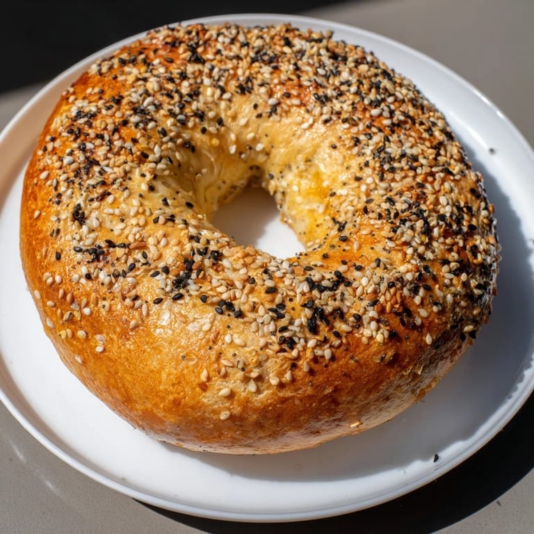 Crispy sesame seed-covered Homemade Budget Bagels, aromatic and inviting, perfect for breakfast with cream cheese.