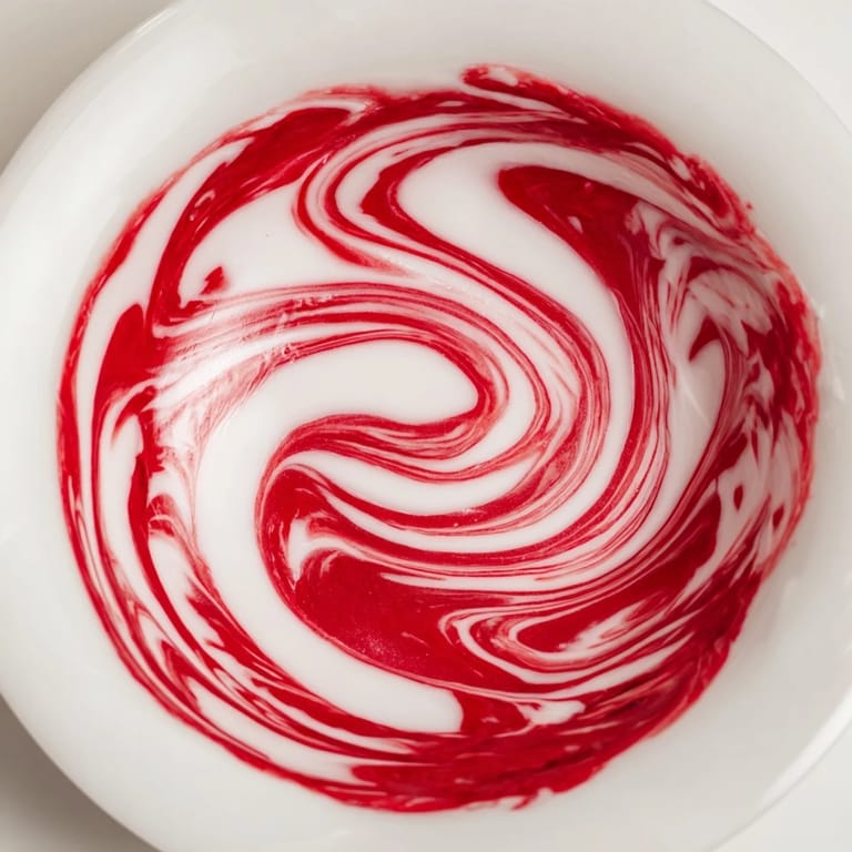 A close-up of a festive peppermint candy bowl, crafted with melted candies for a unique holiday dessert.