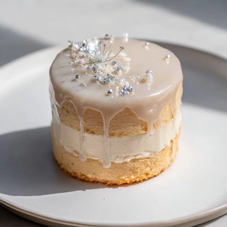 This elegant Diamond Ring Engagement Cake features layers of delicious cake with a stunning, glittering glaze.