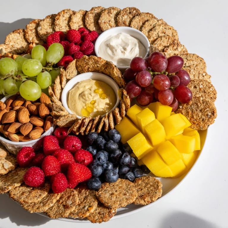 Fresh fruit and creamy dips burst inside this dazzling Hidden Oasis dish, perfect party food.