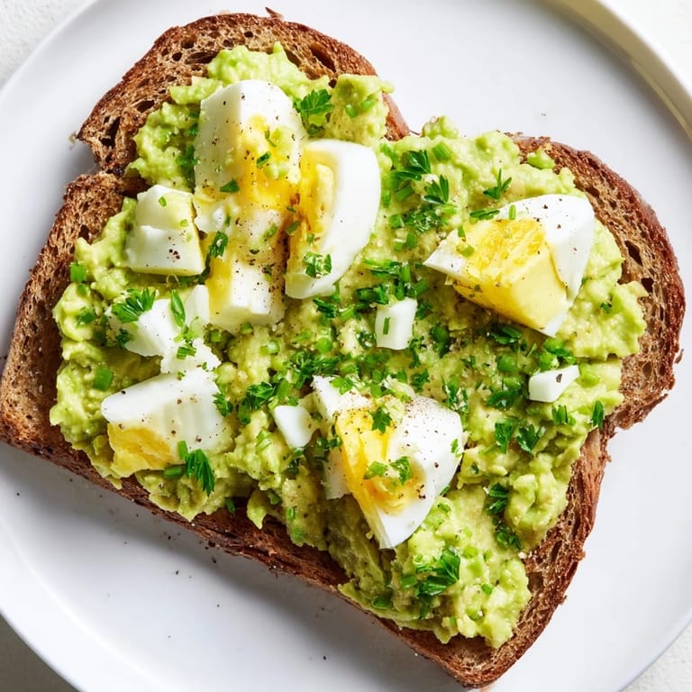 Close-up of a delightful Avocado Egg Smash, perfect for a quick, delicious lunch.