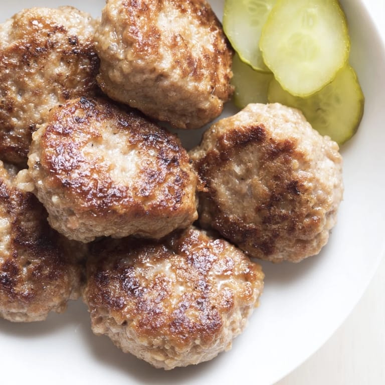 Juicy pan-fried Danish frikadeller, a traditional Danish meatball recipe, ready for a comforting dinner.
