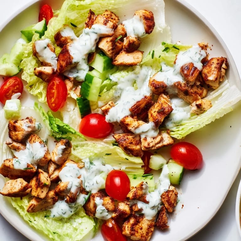 Spicy, creamy jalapeño ranch coats tender chicken and crunchy romaine, topped with cherry tomatoes and crispy tortilla strips.