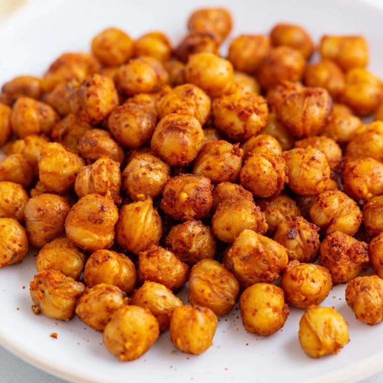 Healthy vegan chickpea snack in a white bowl, garnished with fresh herbs, perfect for gluten-free munching or salad toppings.
