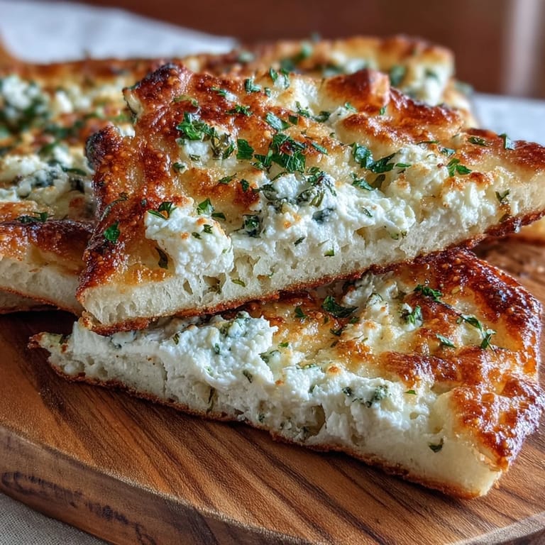 Soft Fluffy Cottage Cheese Flatbread topped with herbs, ready for wraps or dipping on a plate.