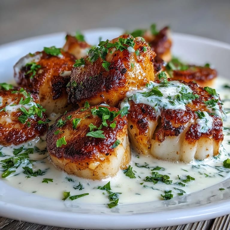 Restaurant-quality Seared Scallops with Spicy Cajun Cream Sauce served over fluffy rice.