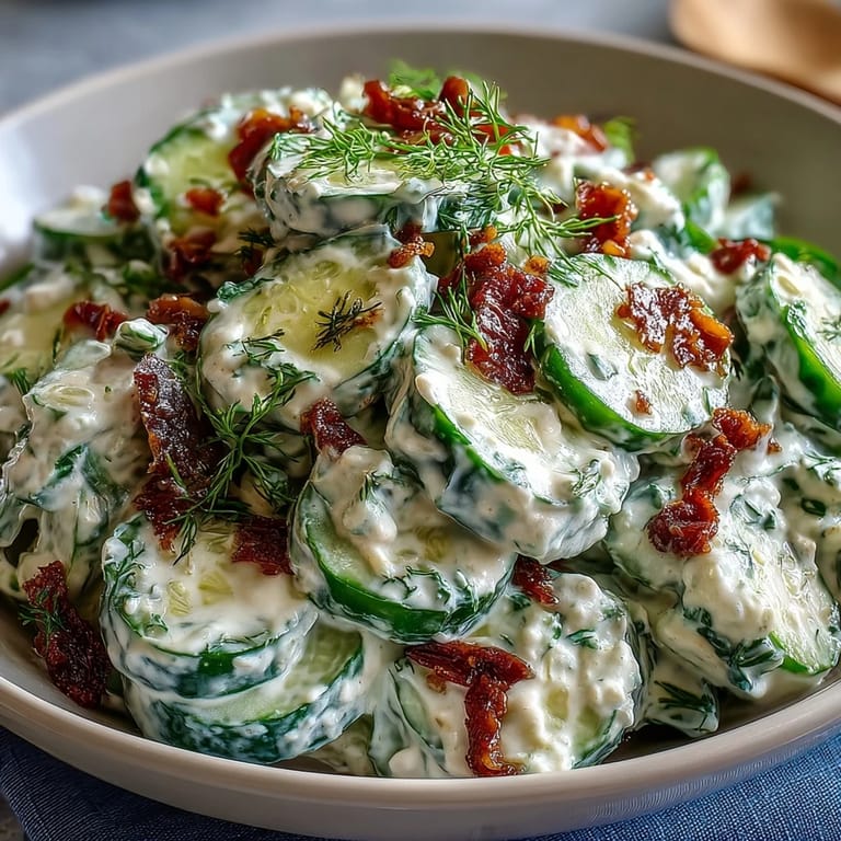 A light and healthy Creamy Cucumber Salad with Dill and Greek Yogurt, perfect for picnics or BBQs.
