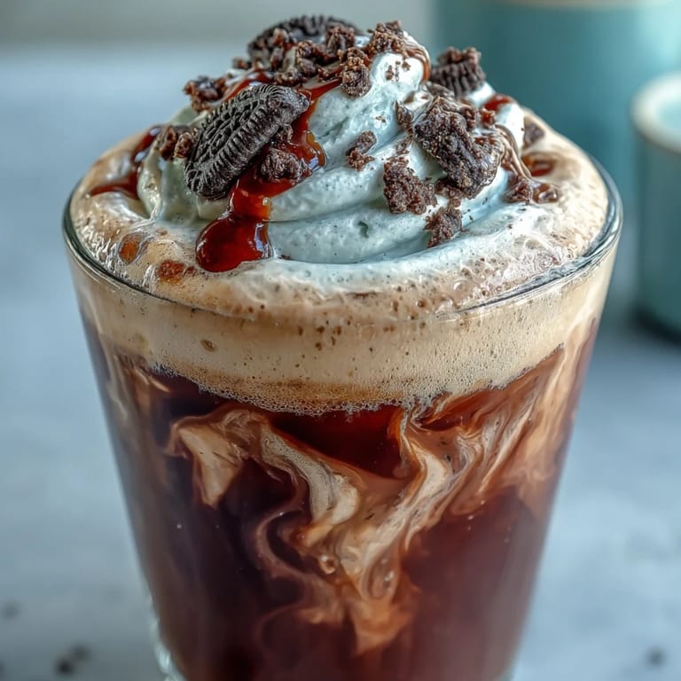 Rich cold brew coffee blended with chocolate sandwich cookies and vanilla cream for a cookies-and-cream treat.