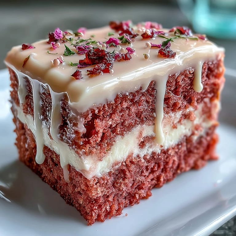 Delicate pink Rosé Velvet Cake ready for a festive celebration.