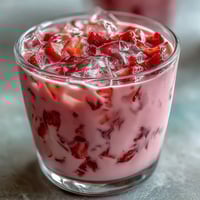 Vibrant pink Pink Starburst Refresher with creamy coconut milk, fresh strawberries, and a sweet-tart berry citrus burst.