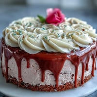 Ethereal Bridal Shower Rosé Velvet Cake with shimmering gold drip.